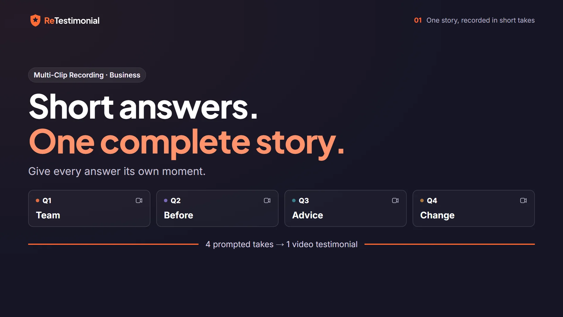 Opening frame of the film “Multi-clip recording: short answers, one complete story”.